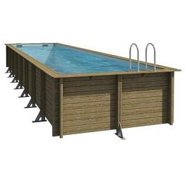 Сборный Прямоугольный каркасный деревянный бассейн для дачи Procopi (Франция) 6,0х1,33